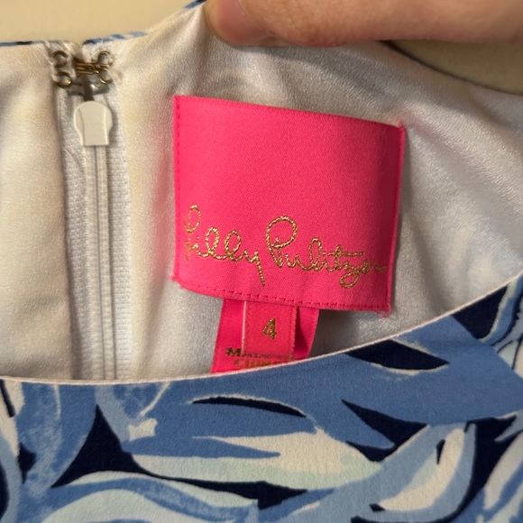 Lilly Pulitzer "Darlah" Stretch Faux Wrap Dress in High Tide Navy - Picture 4 of 5